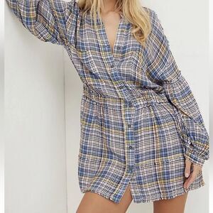 Free People By the Way Plaid Mini Dress size small